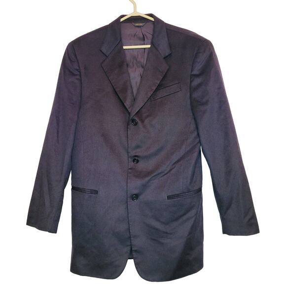 Donna Karan mens black 100% cashmere three button blazer jacket size 40 Long